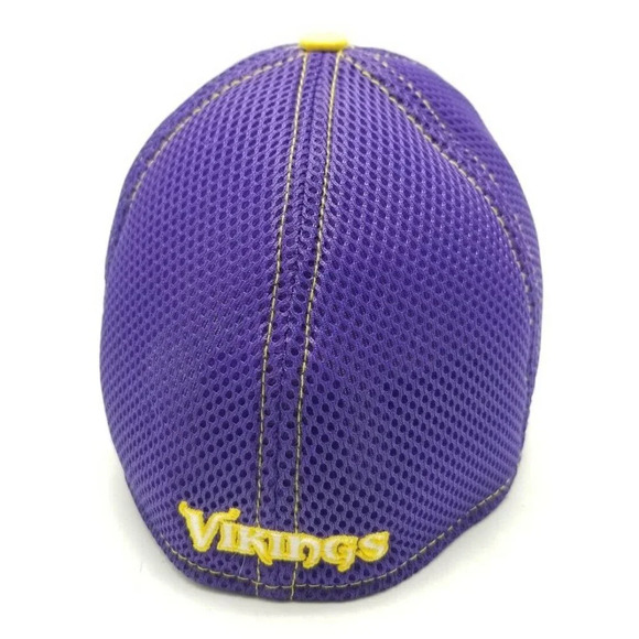 Minnesota Vikings New Era 39Thirty Flex Fitted Mesh Back Solid Purple Hat M/L - Picture 4 of 7